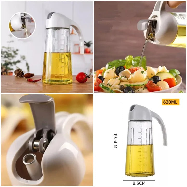 Transparent Oil Dispenser Bottle with Measurement Scale – Kitchen Cooking Oil Pourer