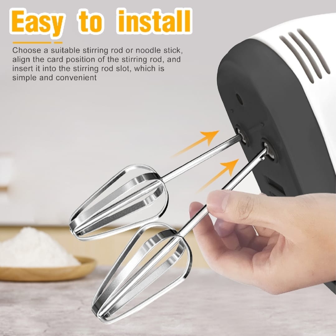 Electric Hand Mixer & Egg Beater – 5-Speed Kitchen Mixer with Stainless Steel Beaters