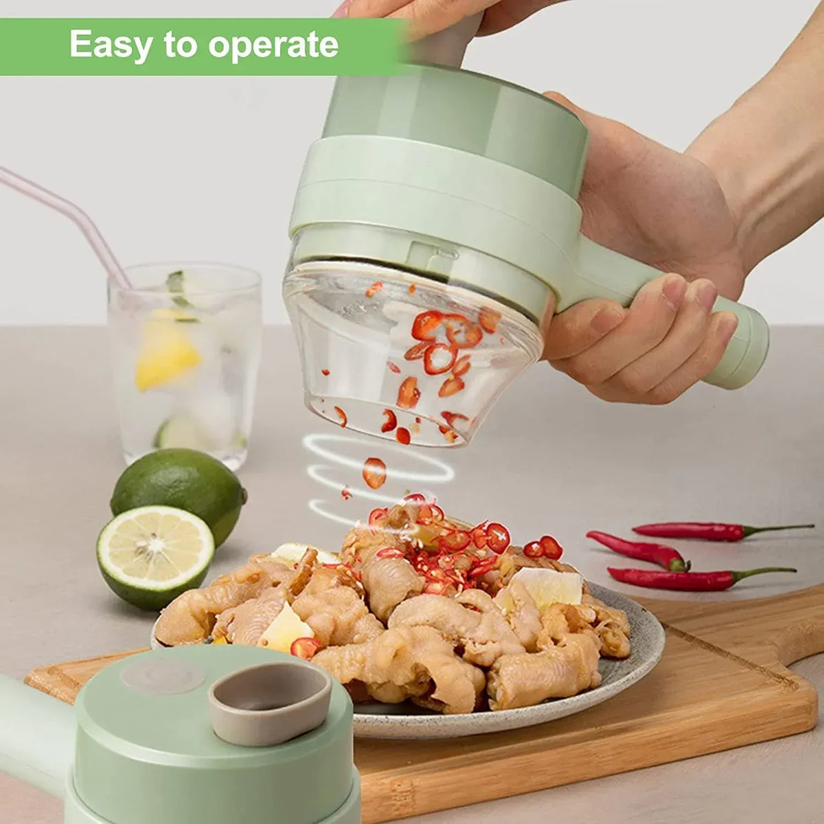 Portable Electric Food Chopper – Mini USB Rechargeable Vegetable & Meat Cutter