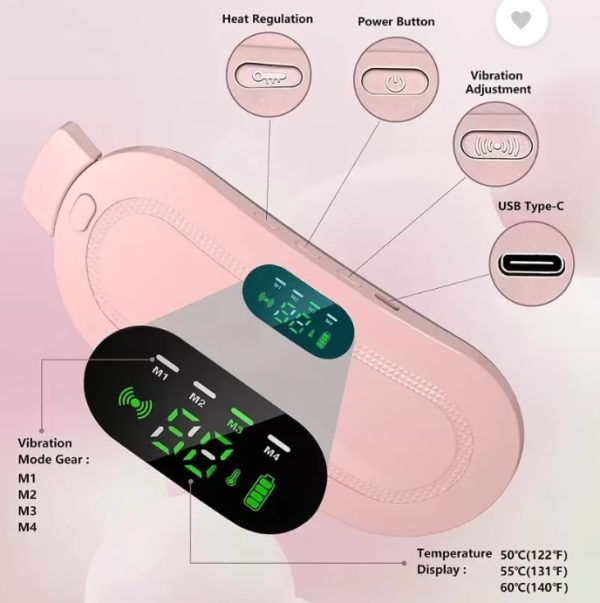 Portable Electric Heating Waist Belt – Rechargeable Smart Heat Therapy Belt for Menstrual Cramps, Back & Stomach Pain